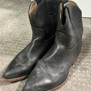 Womens Black Leather Western Boots